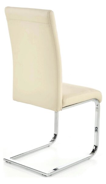 Scaun tapitat K85, crem/crom, metal/piele ecologica, 42X56X100 CM