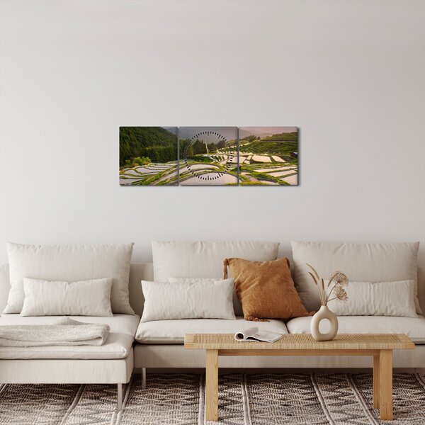 Tablou - Terase de orez (cu ceas) (90x30 cm)