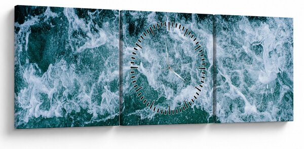 Tablou - Valuri oceanice (cu ceas) (90x30 cm)