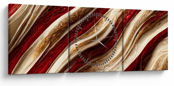 Tablou - Aur - textură albă (cu ceas) (90x30 cm)