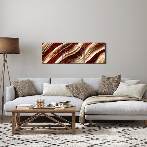 Tablou - Aur - textură albă (cu ceas) (90x30 cm)