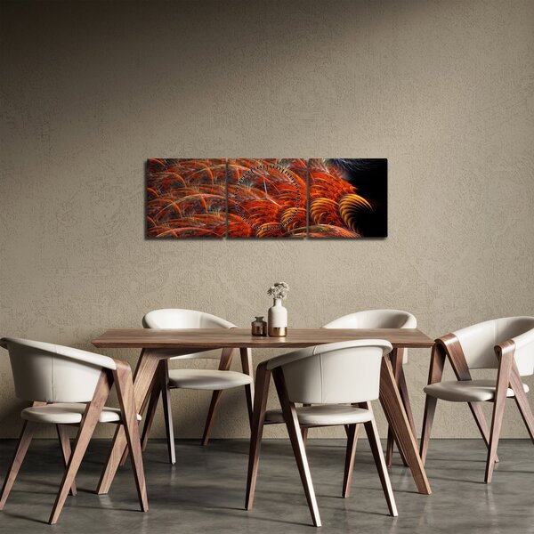 Tablou - Pene de imitație abstractă (cu ceas) (90x30 cm)