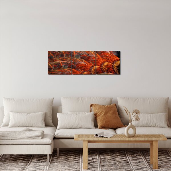 Tablou - Pene de imitație abstractă (cu ceas) (90x30 cm)