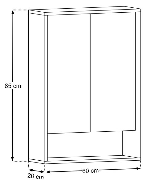 Comad Dorothy Ristretto dulap 60x20x85 cm cu oglinda stejar DOROTHY RISTRETTO 84-60-2D