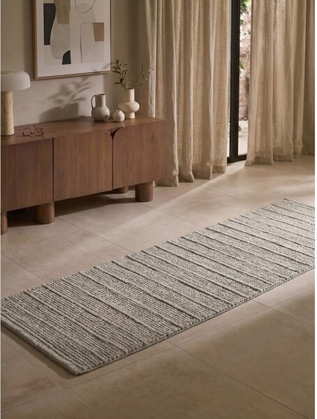 Covor tip traversă gri țesut manual din lână 80x250 cm Camden Parker – Ted Baker