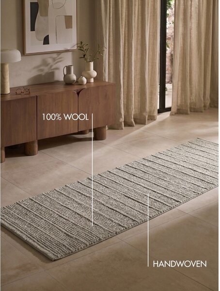 Covor tip traversă gri țesut manual din lână 80x250 cm Camden Parker – Ted Baker