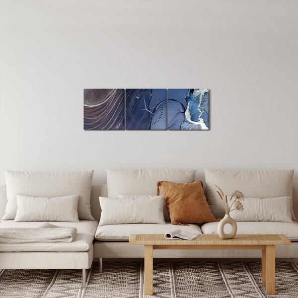 Tablou - Cerneală marmorată (cu ceas) (90x30 cm)