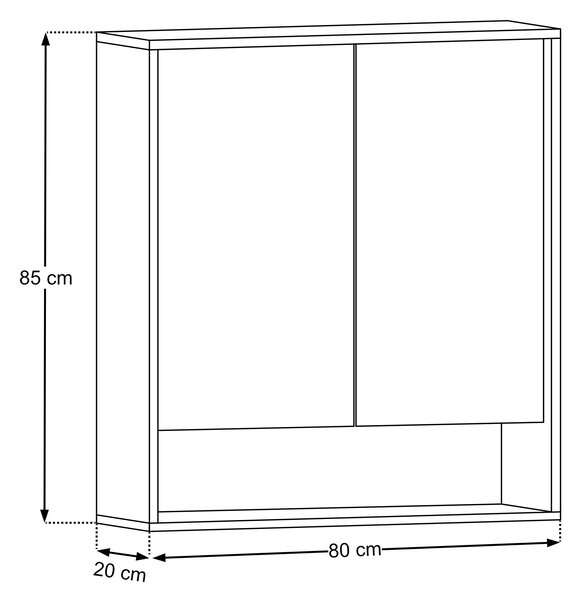 Comad Dorothy Ristretto dulap 80x20x85 cm cu oglinda stejar DOROTHY RISTRETTO 84-80-2D