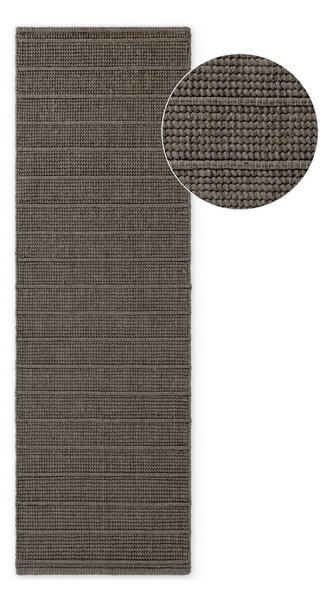 Covor tip traversă gri închis/maro închis țesut manual din lână 80x250 cm Camden Parker – Ted Baker