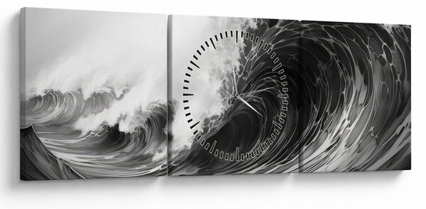 Tablou - Pictura valurilor (cu ceas) (90x30 cm)