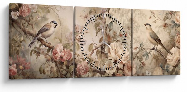 Tablou - Vintage pictura pasăre (cu ceas) (90x30 cm)