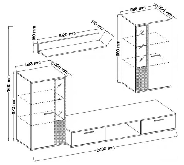 Mobilier living Saul (Stejar artisan) (fără iluminat). 1033053