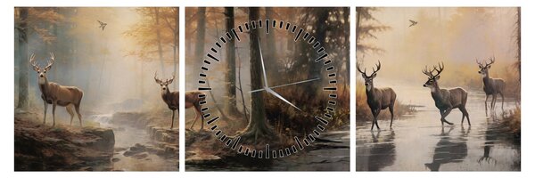Tablou - Vintage pictura wildlife (cu ceas) (90x30 cm)