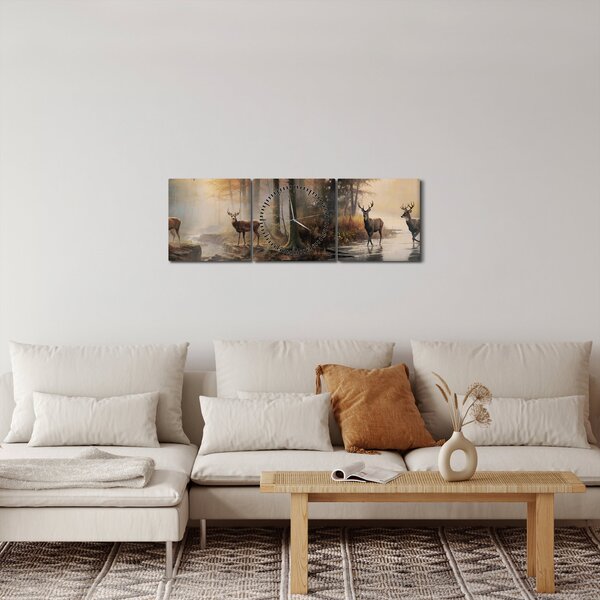 Tablou - Vintage pictura wildlife (cu ceas) (90x30 cm)