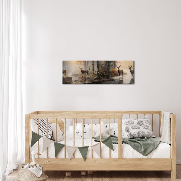 Tablou - Vintage pictura wildlife (cu ceas) (90x30 cm)