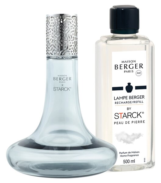 Set lampa catalitica Maison Berger Starck Grise cu parfum Peau de Pierre