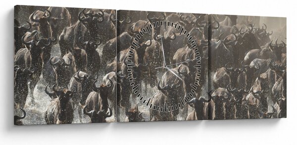 Tablou - Turmă de antilope sălbatice (cu ceas) (90x30 cm)