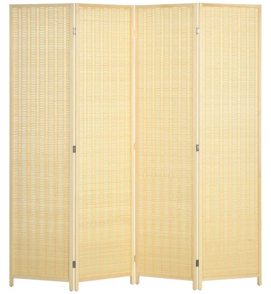 HOMCOM Paravan Decorativ 4 Panouri, 180x180 cm, Bambus Țesut Manual, Separator de Cameră Portabil, Design Natural | Aosom Romania