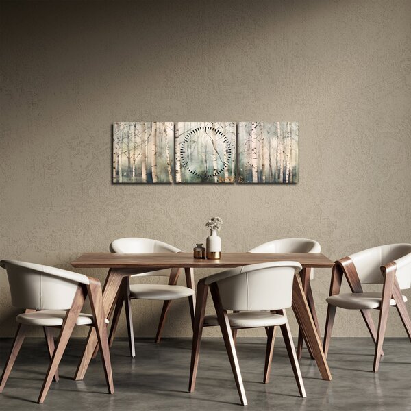 Tablou - Desenarea unui model de pădure (cu ceas) (90x30 cm)
