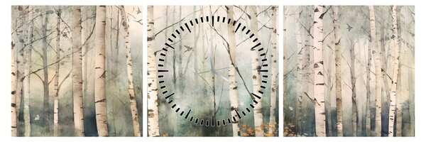 Tablou - Desenarea unui model de pădure (cu ceas) (90x30 cm)