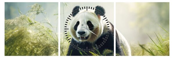 Tablou - Panda (cu ceas) (90x30 cm)