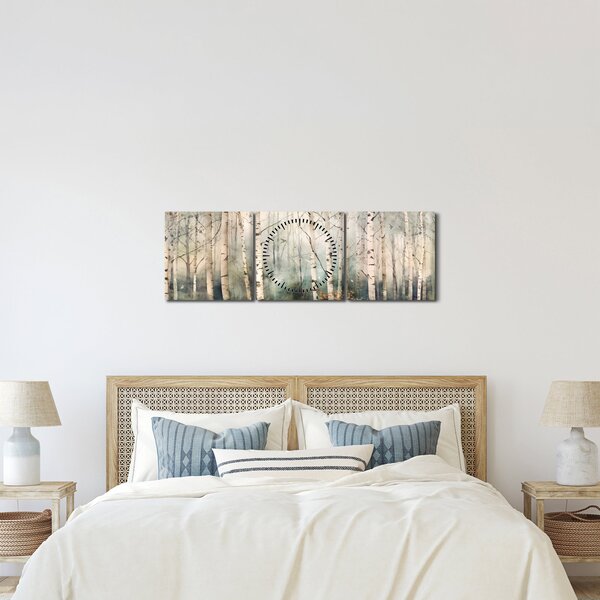 Tablou - Desenarea unui model de pădure (cu ceas) (90x30 cm)