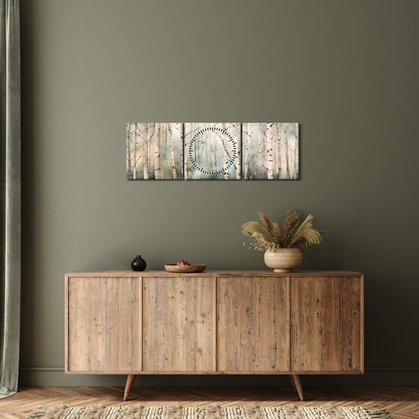 Tablou - Desenarea unui model de pădure (cu ceas) (90x30 cm)