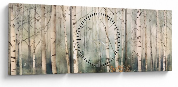 Tablou - Desenarea unui model de pădure (cu ceas) (90x30 cm)
