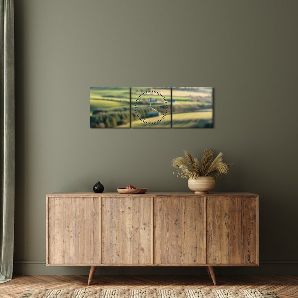 Tablou - Raft din lemn cu peisaj (cu ceas) (90x30 cm)