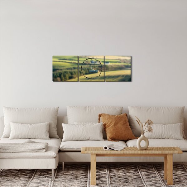 Tablou - Raft din lemn cu peisaj (cu ceas) (90x30 cm)