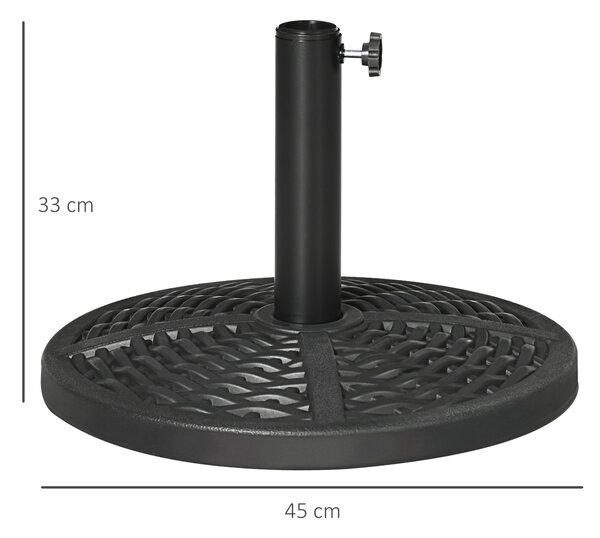 Outsunny Bază de Umbrelă de Grădină Rotundă, Efect de Ratan, Greutate 9,5 kg, Ø45cm, Negru | Aosom Romania