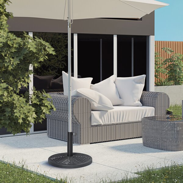 Outsunny Bază de Umbrelă de Grădină Rotundă, Efect de Ratan, Greutate 9,5 kg, Ø45cm, Negru | Aosom Romania