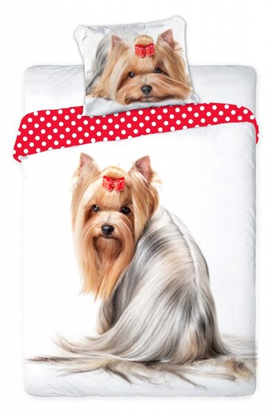 Lenjerie de pat pentru copii cu motiv de câine 2 părți: 1buc 140 cmx200 + 1buc 70 cmx90