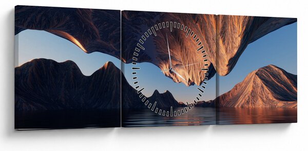 Tablou - Faleze 3D (cu ceas) (90x30 cm)