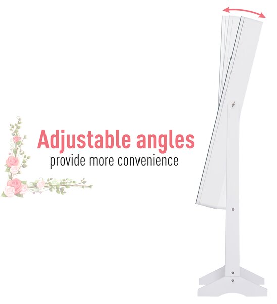 HOMCOM Cutie pentru Bijuterii cu Oglindă și Iluminare LED, Design Elegant, Alb, 30x146x36 cm | Aosom Romania
