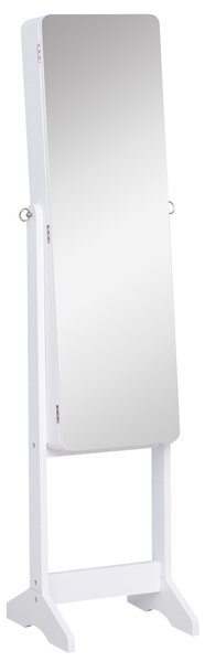 HOMCOM Cutie pentru Bijuterii cu Oglindă și Iluminare LED, Design Elegant, Alb, 30x146x36 cm | Aosom Romania