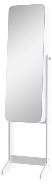 HOMCOM Cutie pentru Bijuterii cu Oglindă și Iluminare LED, Design Elegant, Alb, 30x146x36 cm | Aosom Romania