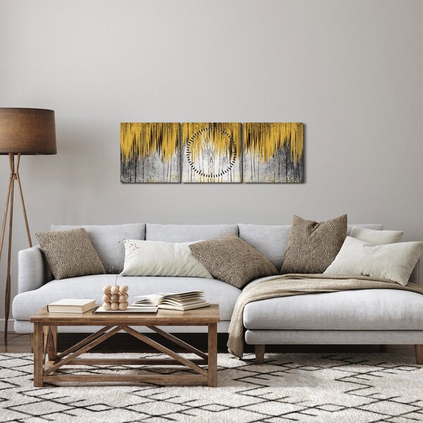 Tablou - Linii de aur (cu ceas) (90x30 cm)