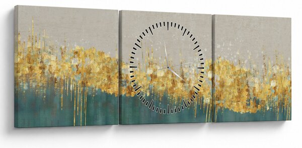 Tablou - Textura cu decor auriu (cu ceas) (90x30 cm)