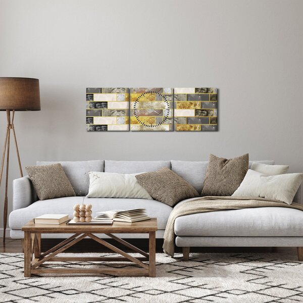 Tablou - Decor cu texturi (cu ceas) (90x30 cm)