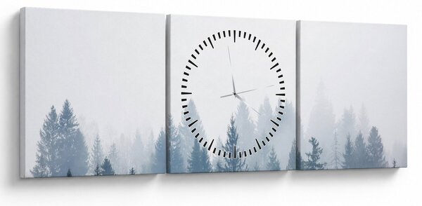 Tablou - Pădure cețoasă (cu ceas) (90x30 cm)