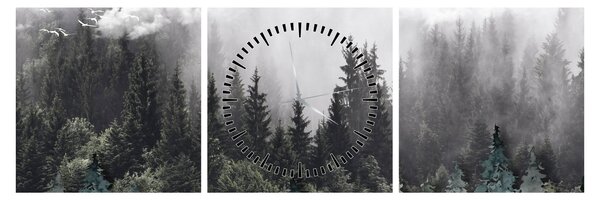 Tablou - Pădure cu elemente ilustrate (cu ceas) (90x30 cm)