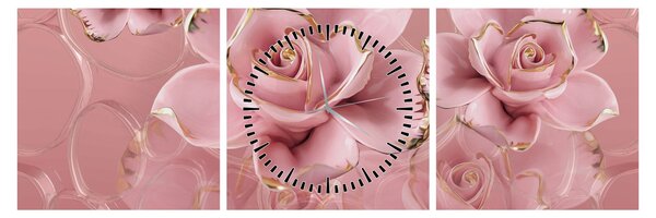 Tablou - Decor floral (cu ceas) (90x30 cm)