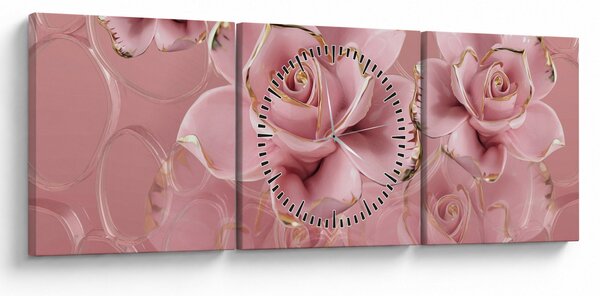 Tablou - Decor floral (cu ceas) (90x30 cm)