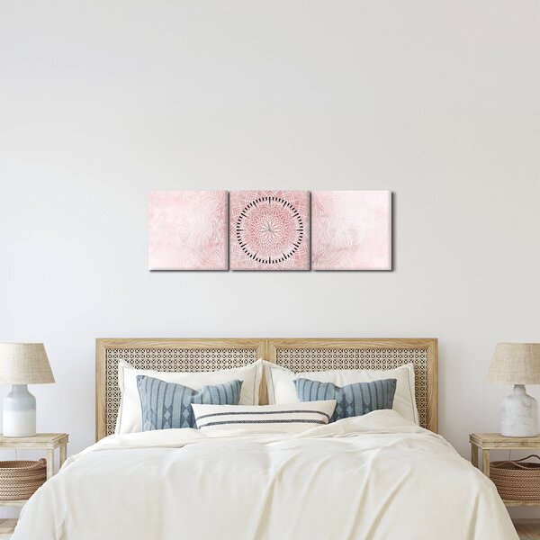 Tablou - Mandala roz (cu ceas) (90x30 cm)