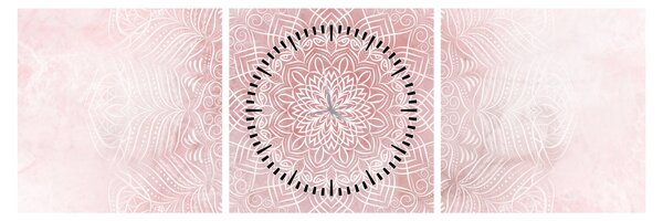 Tablou - Mandala roz (cu ceas) (90x30 cm)