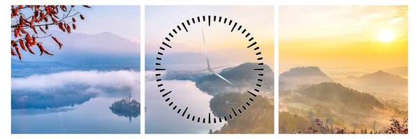Tablou - Lacul Bled (cu ceas) (90x30 cm)