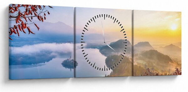 Tablou - Lacul Bled (cu ceas) (90x30 cm)