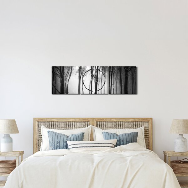 Tablou - Lup în pădurea întunecată (cu ceas) (90x30 cm)