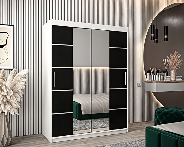 Dressing Marissa, 120x60x200cm, cu oglinda, Alb Wenge, Pal 18 mm